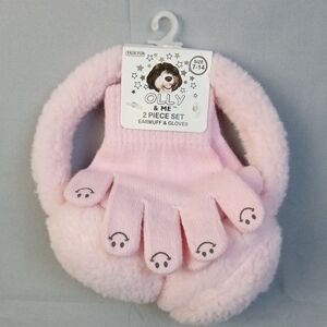 💩 Olly & Me Kids Pink Ear Muffs and Gloves Set
